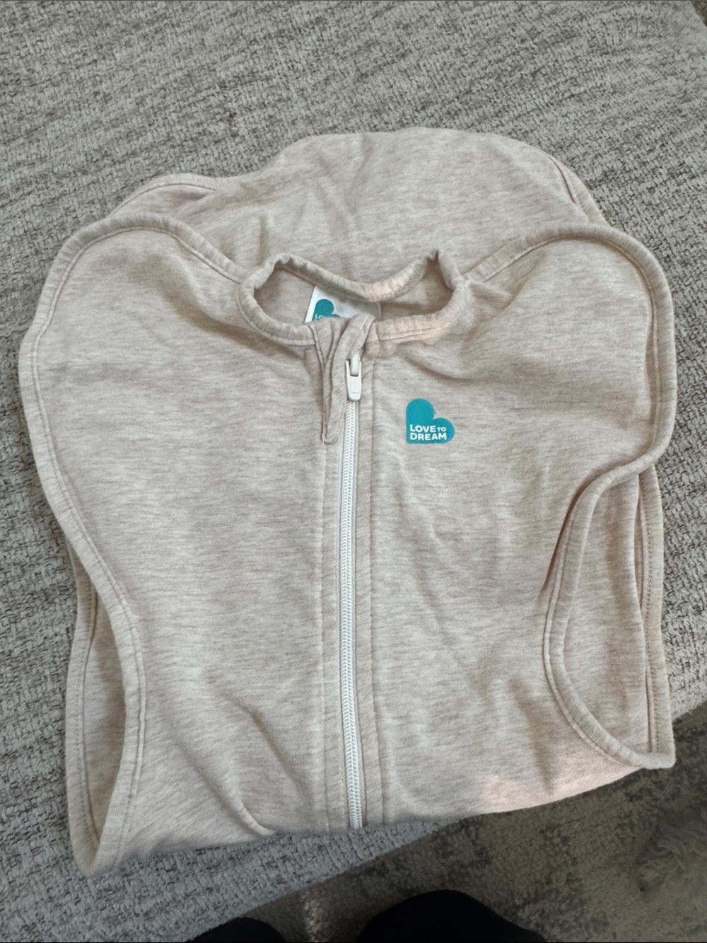 Love to Dream Beige/Turquoise Infant Swaddle Zip-Up